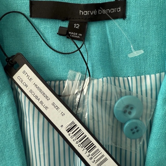 Harve Benard Women’s Linen Blend Scuba Blue Blazer Size 12 - Picture 8 of 10